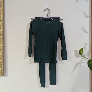Green Ribbed Pajama Set